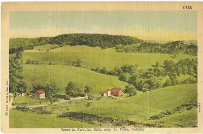 La Porte IN:   Scene In Swedish Hills  Vintage 1949 Linen Postcard 404A • $2.75