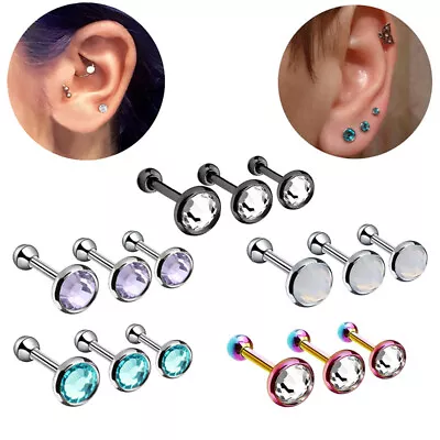 $3.12 • Buy 1/3Pcs Women's Stainless Steel Solid Fashion Body Piercing Earrings Jewelry