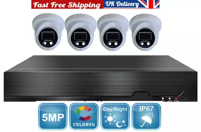 8 Channel CCTV DVR Video Recorder With 5 MP 602E Color View Waterproof Cameras • £17.99