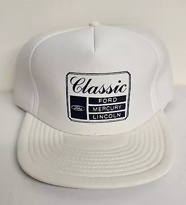 Vintage Ford Mercury Lincoln Hat Cap Snap Back White Mesh Trucker SHIPS FREE  • $19.99