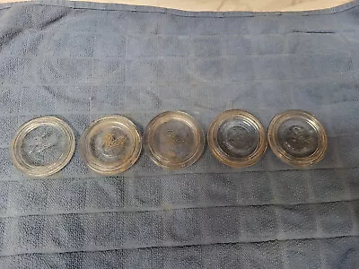 Vintage Ball  Lot Of 5 Clear Glass Canning Tops / Lids Good Condition • $5.48