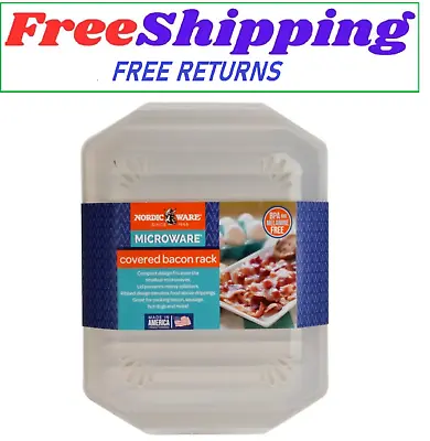 Nordic Ware Microwave Safe Covered Bacon Rack With Lid White 60117W • $10.70