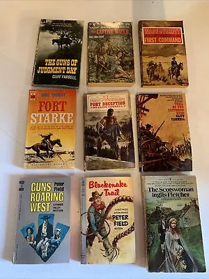 LOT OF 9:  ADULT WESTERN Paperback Books  MIXED AUTHORS    VINTAGE !!!! • $8.99