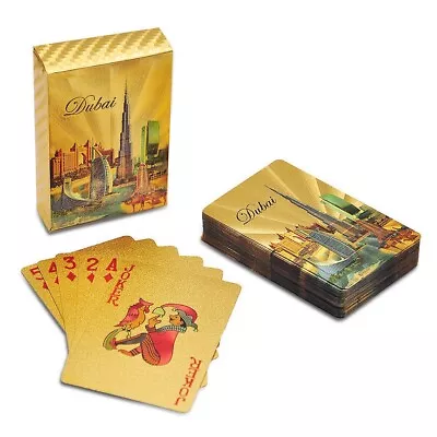 2 Decks Dubai Burj Al Arab Hotel Gold Play Card 3.5 *2.4  Gold Poker Table Games • $21.90