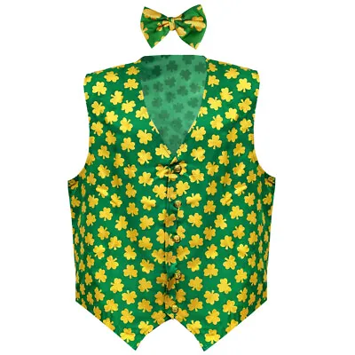 £12.99 • Buy Irish Shamrock Waistcoat & Bow Tie Adults St Patrick Fancy Dress Costume Ireland