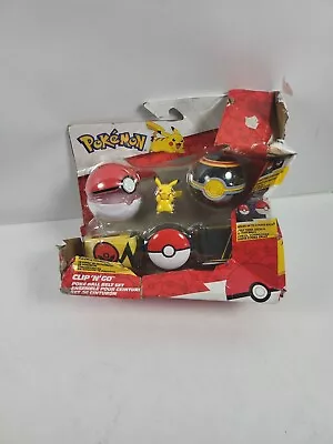 $26 • Buy Pokemon Pikachu With Luxury Ball & Poke Ball Clip 'N' Belt Set NEW BOX DAMAGE 62