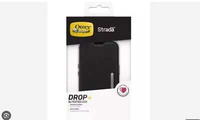 Genuine Otterbox Strada Protectiv Leather Folio Case Black IPhone 13 6.1 Not Pro • $69