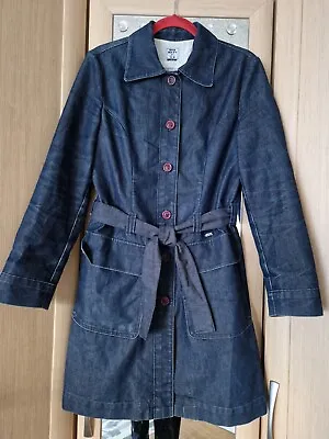 Miss Sixty Long Denim Jacket Trench Coat Size Large Made In Italy • $39