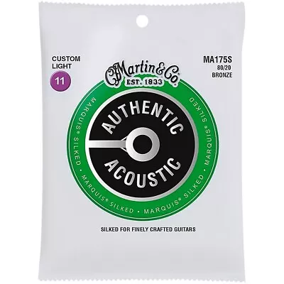 Martin MA175S Marquis 80/20 Bronze Custom-Light Acoustic Silked Guitar Strings • $8.99