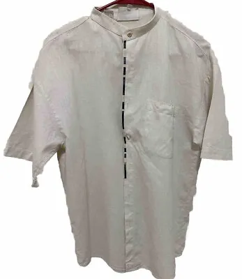 The ? Collection Men’s Linen Blend Shirt Nehru Collar Size Medium • $18