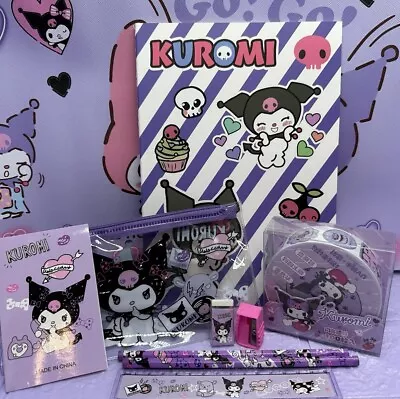 Kuromi Sanrio Bundle Sticker Roll Notebook Pencil Case Stationary Set • $25.13