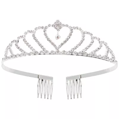  Kids Crown Girl Headband Tiara Birthday Silver Princess Child Crystal • £7.85