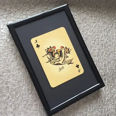 Framed SAILOR JERRY RUM Vintage Playing Card. Jack Of Clubs - Eagle - GOOD LUCK • £8.25