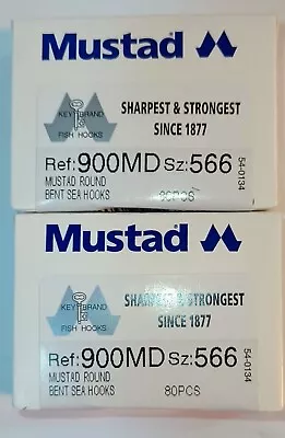 Mustad & Son Round Bent Sea Hooks Flatted Duratin Sz 566 160pc Bait Fishing  • $13.95