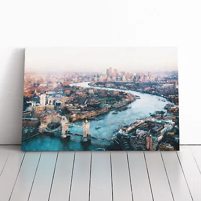 River Thames & London Skyline Canvas Wall Art Print Framed Picture Home Decor • £24.95