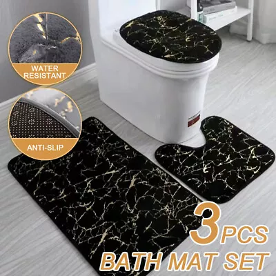 £9.82 • Buy 3PCS Bath Pedestal Mat Toilet Lid Carpet Bathroom Non-slip Soft Washable Rug Set