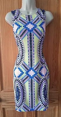 Missguided Yellow Aztec Cut-out Waist Bodycon Dress. Size 8. • £9.99