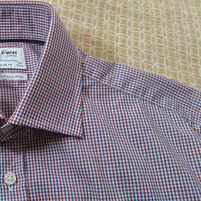 £17.99 • Buy T M Lewin Shirt UK15.5 EU39 2 Fold Cotton Regular Fit French Cuff Red Blue Check