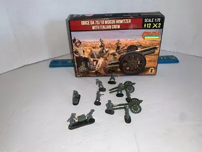 1/72 WW2 Italian 75/18 Model 35 Howitzer + Crew.  Built  & Painted • $19