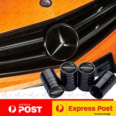 $12.95 • Buy BLACK Mercedes AMG Car Tyre Stems Valve Dust Cover Caps C63 A C E S CLA A45 200