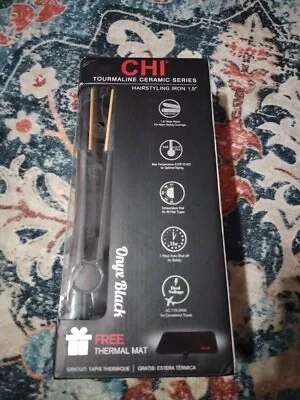 Chi Tourmaline Ceramic Series Styling Iron 1  W/ Thermal Mat Onyx Black New  • $32