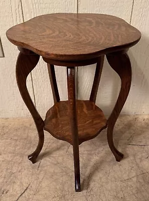 Antique Oak Shaped Low Plant Stand • $225