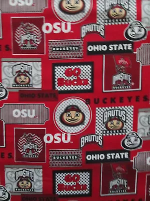 Ohio State University Buckeyes Blocks Circles Red Blk Gray Cotton Fabric Fq  • $4.65