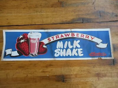 Vintage Hunters Ice Cream Strawberry Milk Shake Paper Tacker Sign 15.25  X 4.25  • $14.95