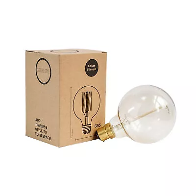 £3.92 • Buy Castello Style Vintage Edison Light Bulb 60w Squirrel Cage G95 Globe Shape Gold 