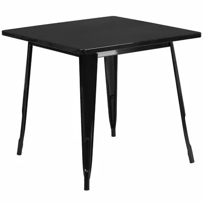 Bowery Hill 31.5  Square Metal Dining Table In Black • $199.41