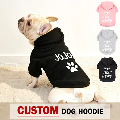 Personalised Cat Dog Clothes Dogs Hoodie Coat Warm Pet Sweatshirts Name XS-5XL • $20.77