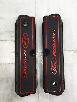 1979-95 Mustang Ford Racing Logo Tall Valve Covers - Black/red 5.0 • $190