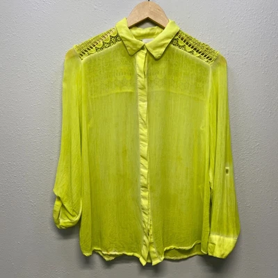 $12 • Buy Chicos Yellow Light Weight Cardigan Blouse Women's Sz 1