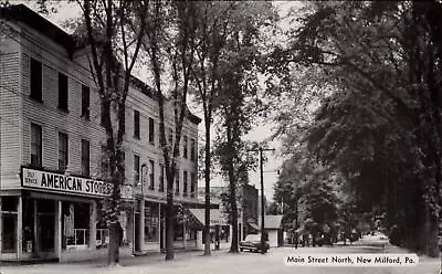 New Milford Pennsylvania ~ Main Street North ~ American Stores ~ 1950s • $2.32