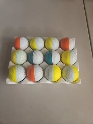 LOT OF 12~ORANGEYELLOWTeal TWO TONE PING GOLF BALLS MUST GO Rare Range Balls! • $59.96