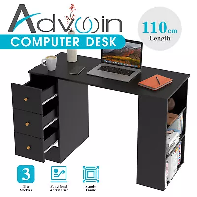 $139.90 • Buy Computer Desk Student Laptop Home Office Study Table W/3 Drawers & Shelves Black