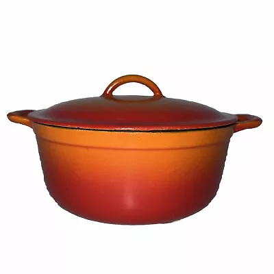 Vintage Descoware Cast Iron Enamel Dutch Oven Belgium 1B 6E FE Orange 2qt • $55.88