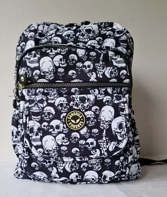 £14.99 • Buy Gothic / Emo Black And White Skulls Backpack Rucksack Bag