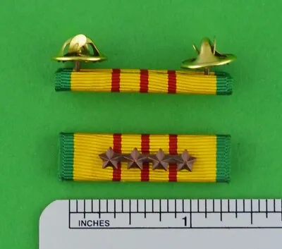 VIETNAM SERVICE MEDAL Mounted RIBBON BAR With 4 Bronze Campaign / Battle Stars • $6.48