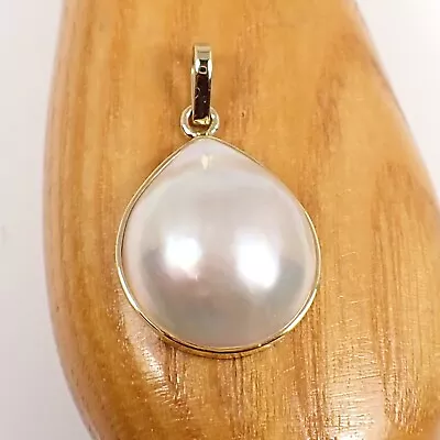 19x16 Mm Pear Teardrop Australian Mabe Pearl Pendant 375 9k 9ct Yellow Gold P87 • $183.67