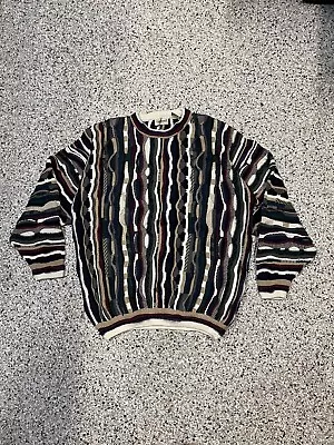 VINTAGE Golfsmith Sweater Mens Sz XL Colorful Biggie Coogi Style Textured Cotton • $35
