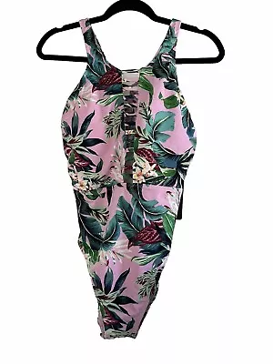 Miraclesuit Swimsuit Womens Large Vintage Floral Leah High Neck One Piece Pink • $84.15