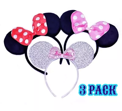 Minnie Mouse Ears  Red & Pink Bow-Mickey Mouse Ears Headbands Adult/kid • $9.99