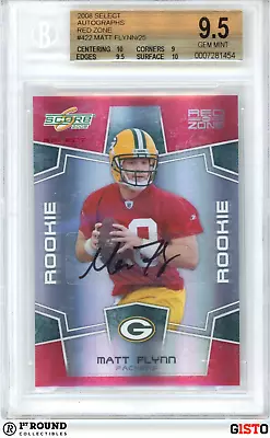 POP 1: Matt Flynn RC BGS 9.5 W 10 AU: 2008 Select Autographs Red Zone Gisto /25 • $38.99