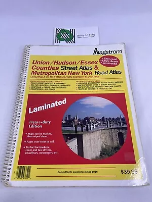 HAGSTROM Maps Union/Hudson/Essex NJ & Metropolitan NY Atlas Laminated 1998 Rare! • $49.95