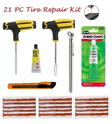 21 Pc Tubeless Tire Repair Kit Repair Kit For Car Motorcycle Truck ATV Plug • $14.35