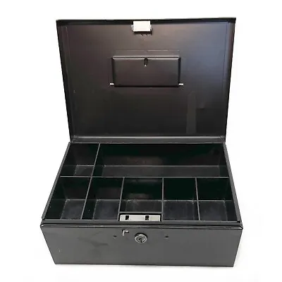 Vintage Oxford Metal Cash Coin Lock Black Box With Tray No Keys 10 X 7 X 4.5  • $16.48