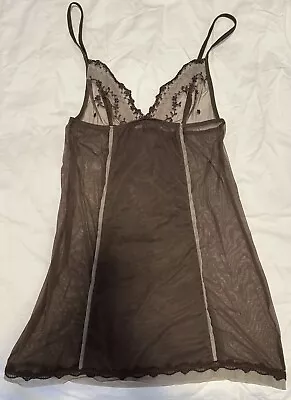 La Perla Taupe/brown Chemise W Floral Embroidery On Bust Size 1 / US Petite • $100