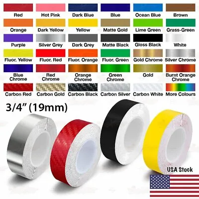 $9.45 • Buy 3/4  Roll Vinyl Pinstriping Pin Stripe Solid Line Car Tape Decal Stickers 19mm