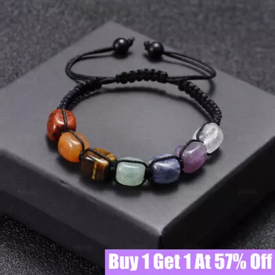 7 Chakra Bracelet Crystal Stones Healing Beads Jewellery Natural Reiki Gift • £3.94